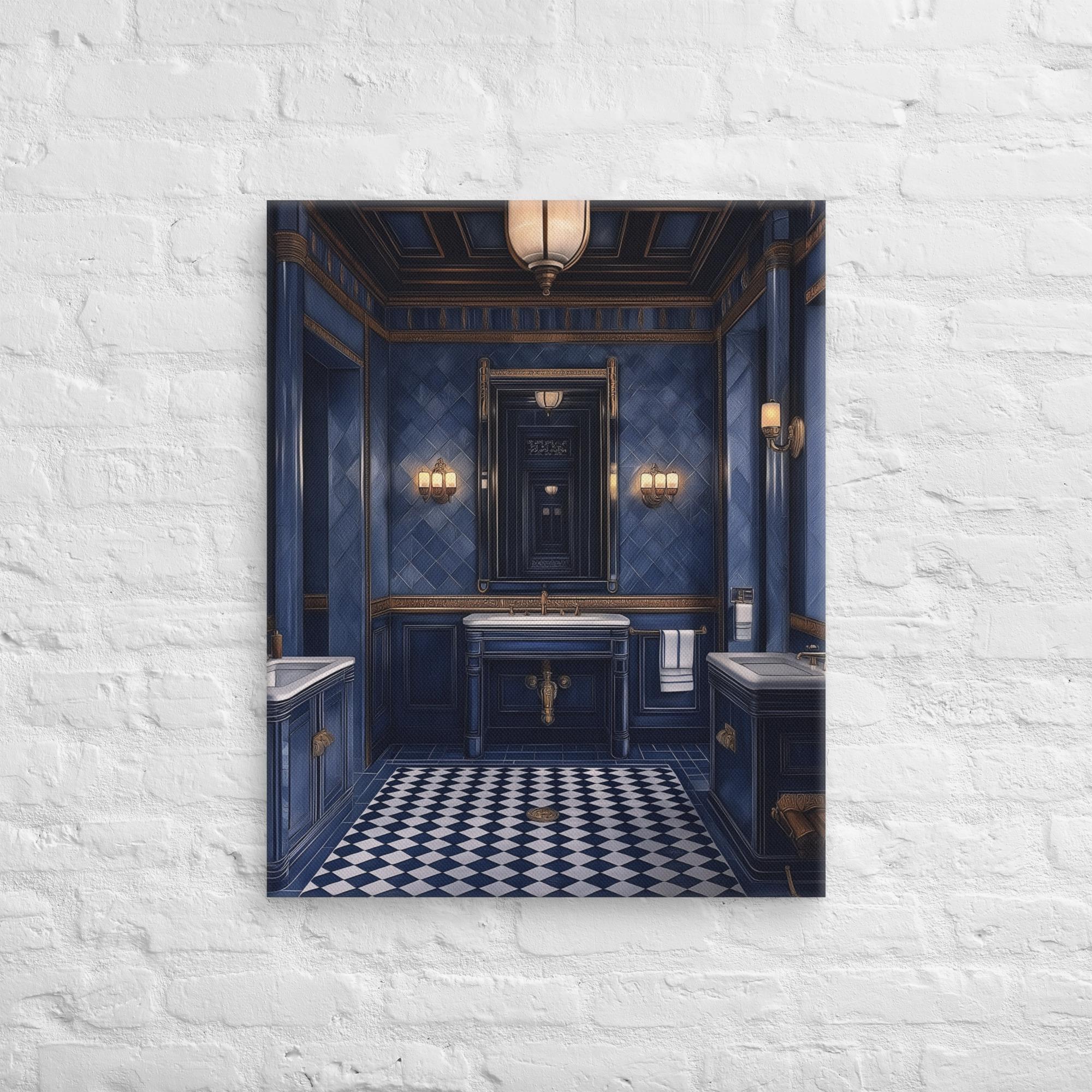 Royal Blue Elegance Bathroom Canvas 22