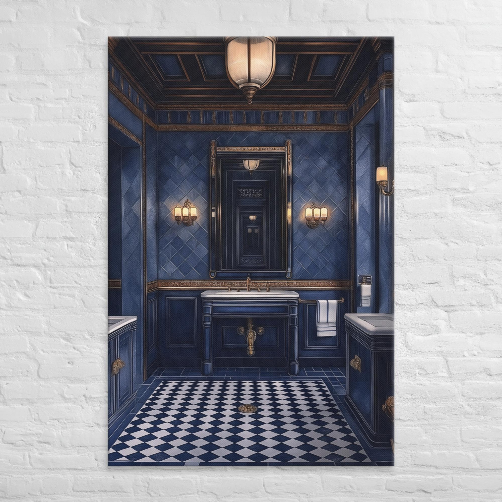 Royal Blue Elegance Bathroom Canvas 2