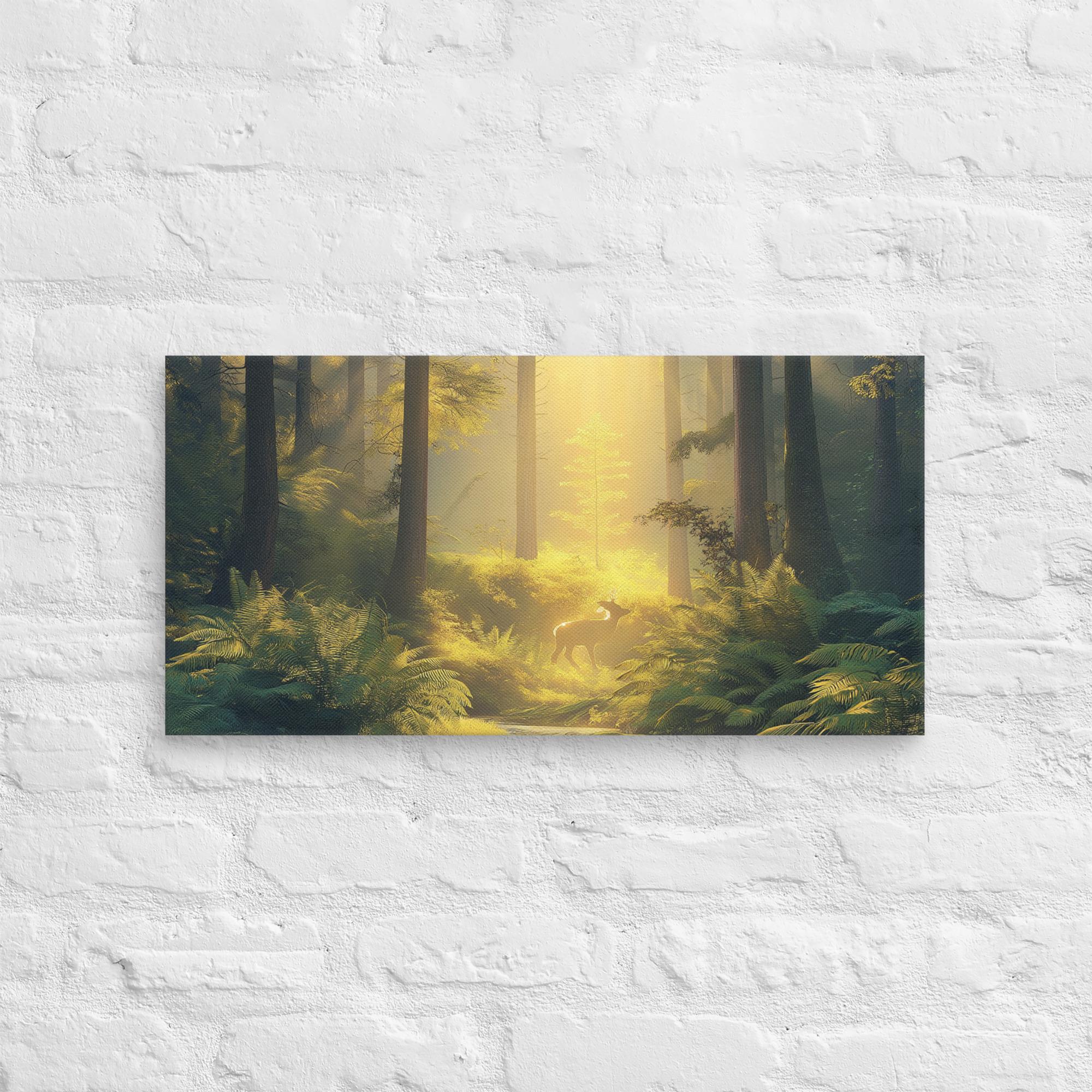 Golden Serenity, A Forest at Dawn Canvas 8