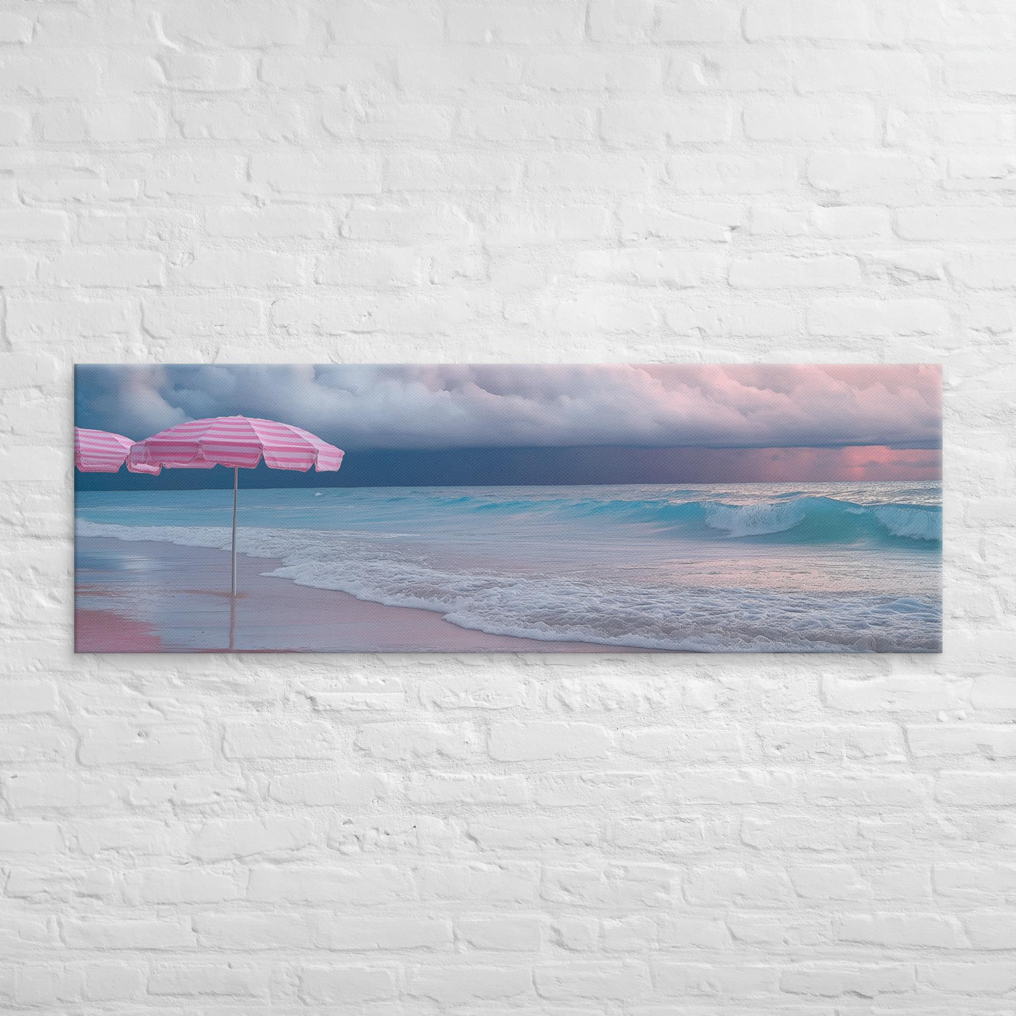 Stormy Beach Sunset Canvas Print with Pink Accents 20