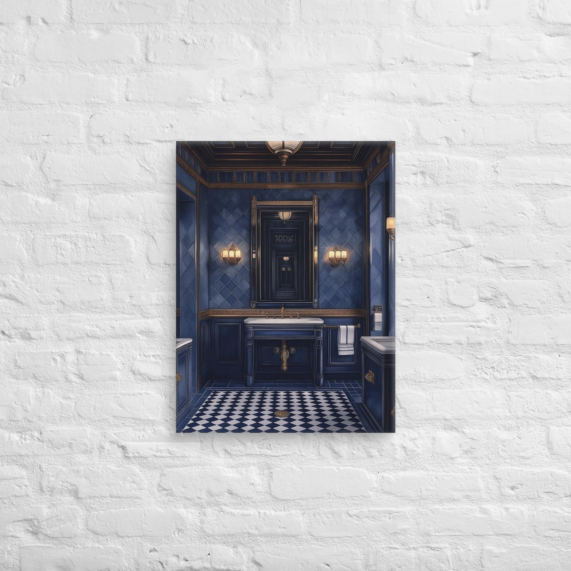 Royal Blue Elegance Bathroom Canvas 45