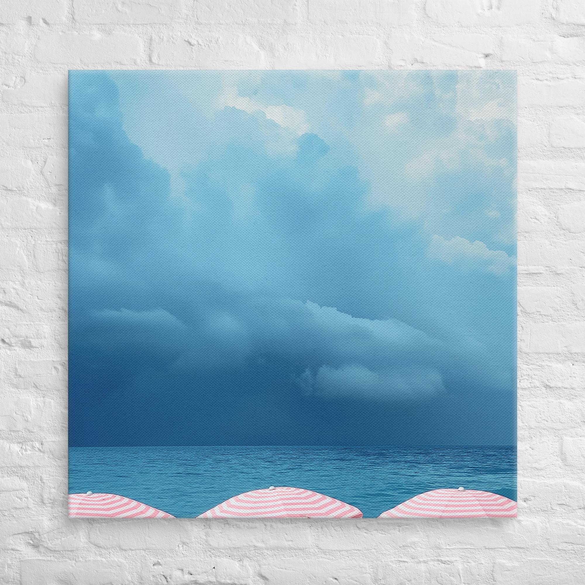 Stormy Tranquility: A Day at the Beach, Pink, Canvas Print 2