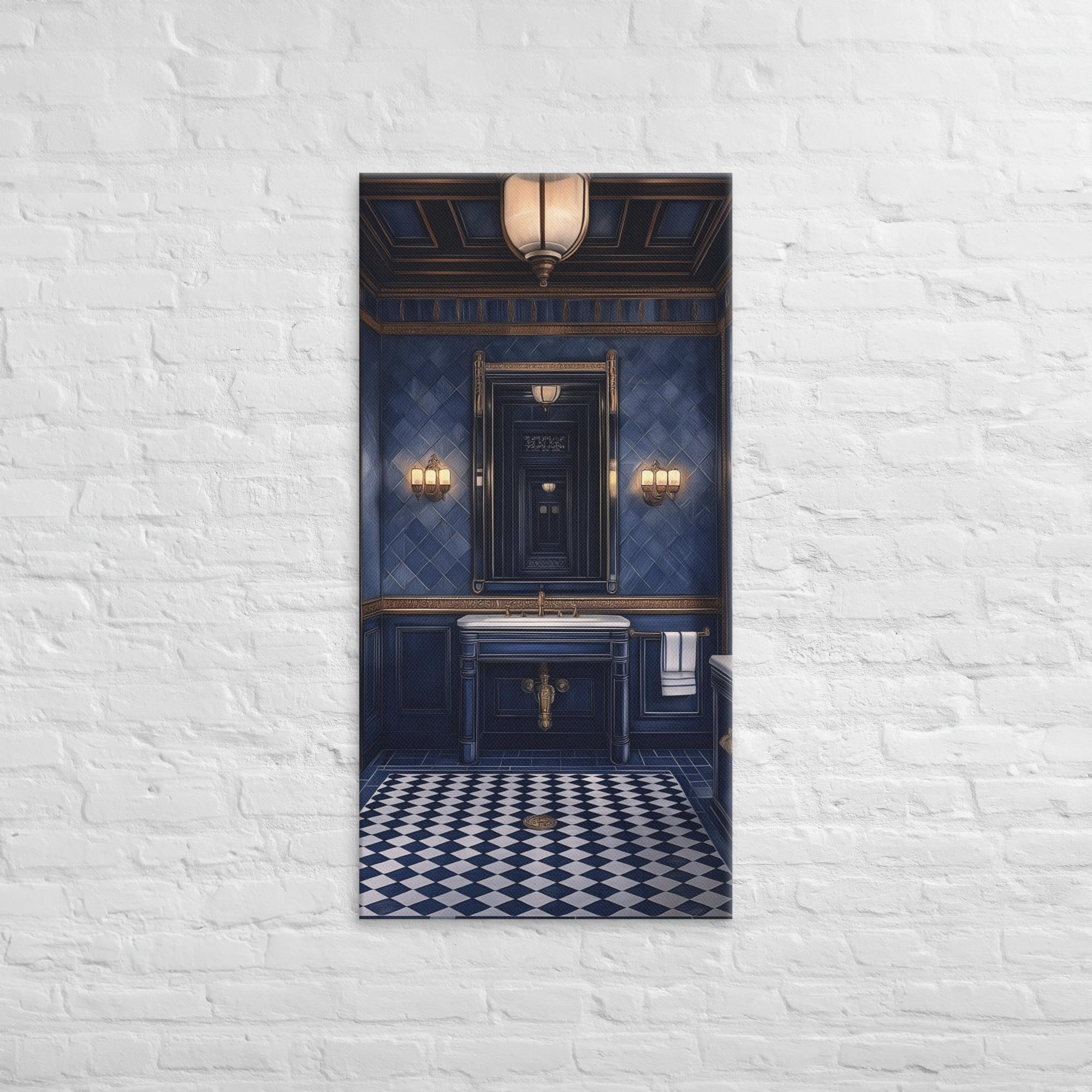 Royal Blue Elegance Bathroom Canvas 24