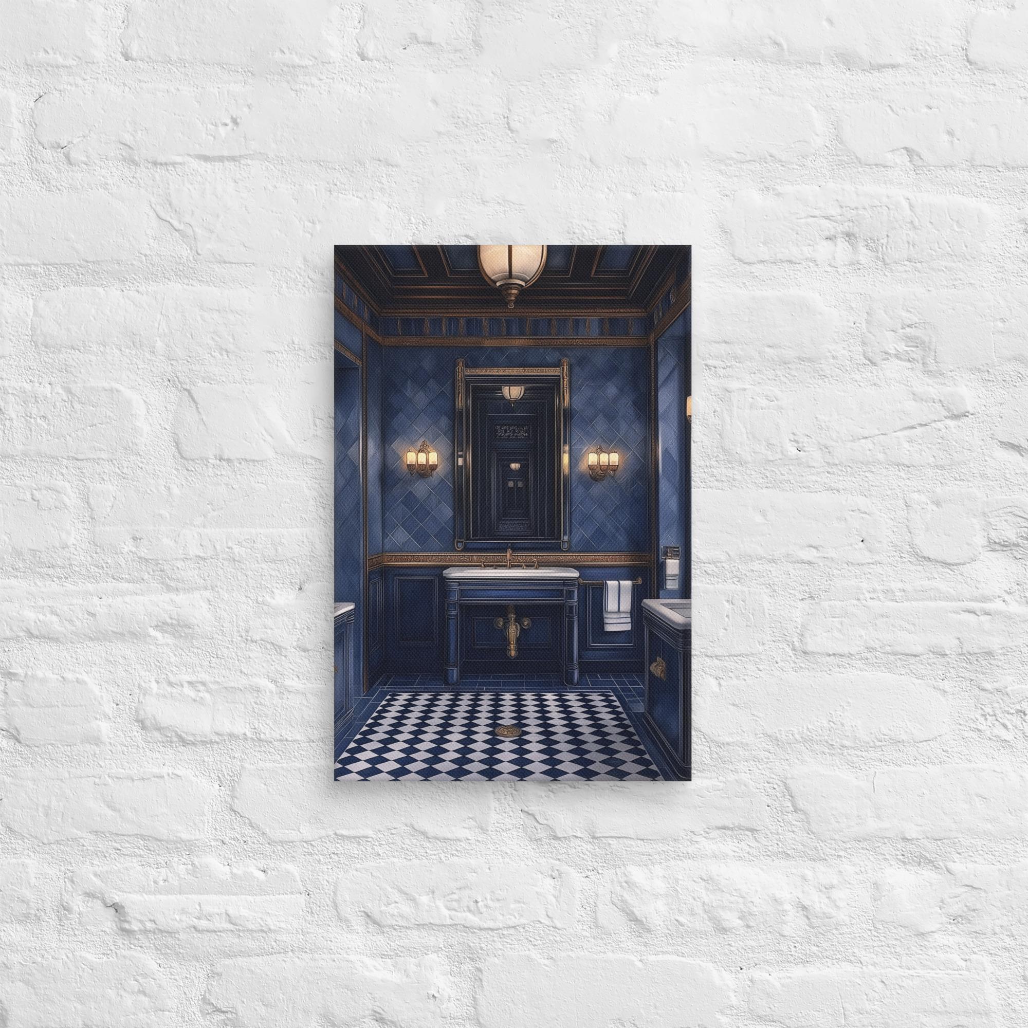 Royal Blue Elegance Bathroom Canvas 6