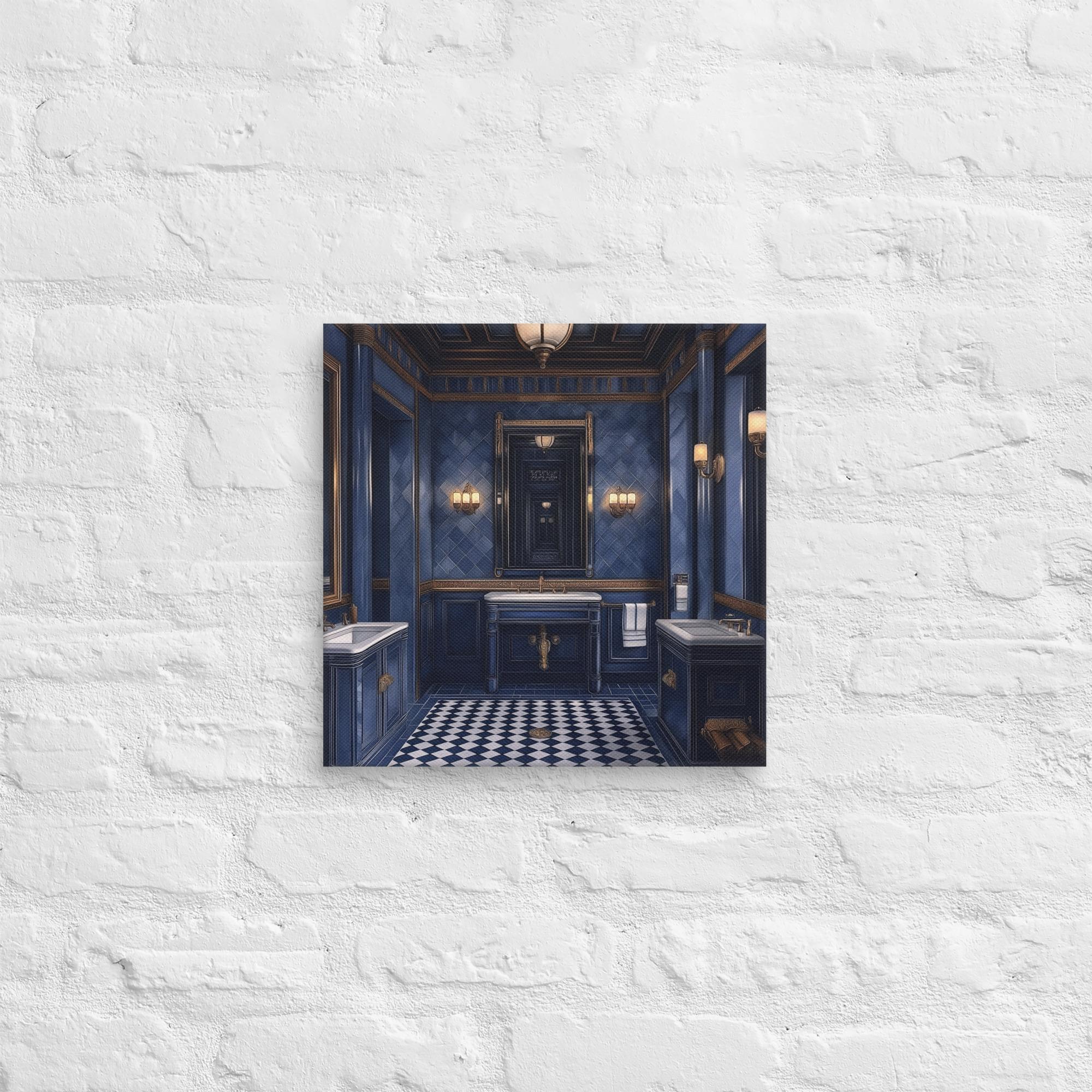 Royal Blue Elegance Bathroom Canvas 9