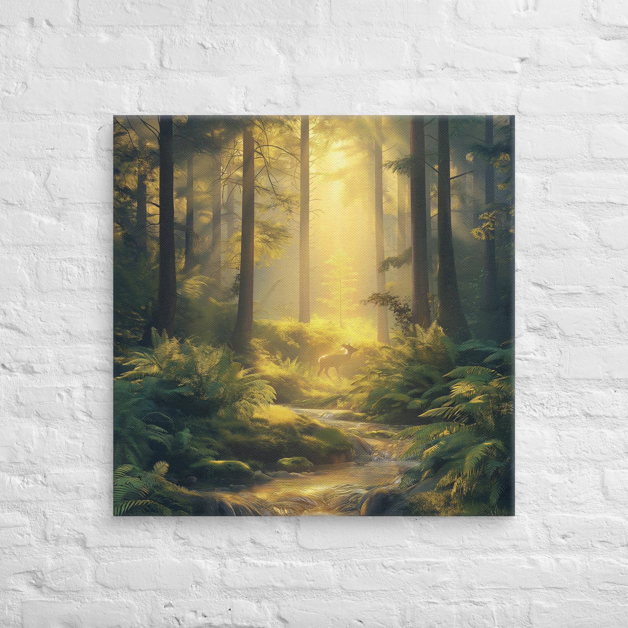 Golden Serenity, A Forest at Dawn Canvas 30