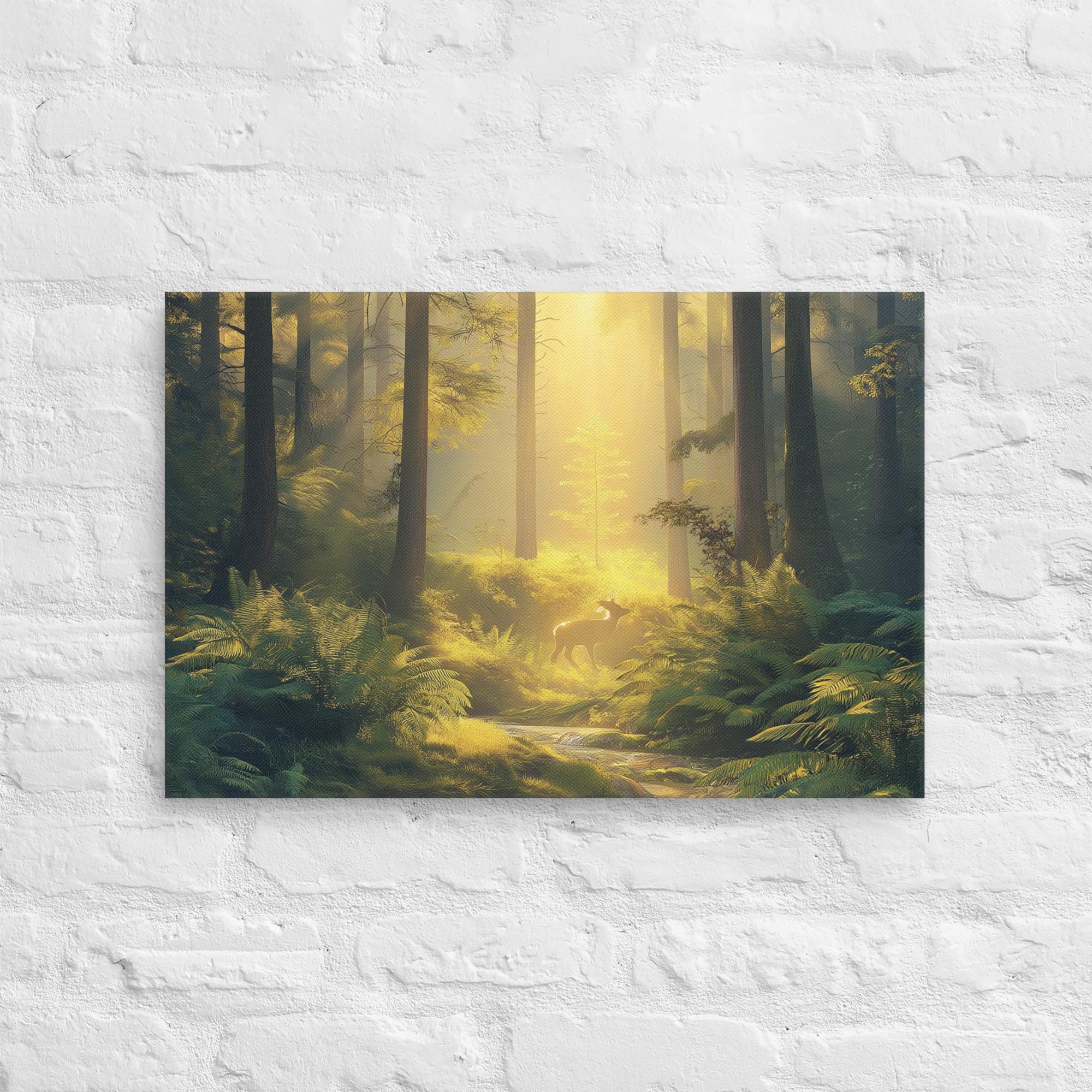 Golden Serenity, A Forest at Dawn Canvas 11