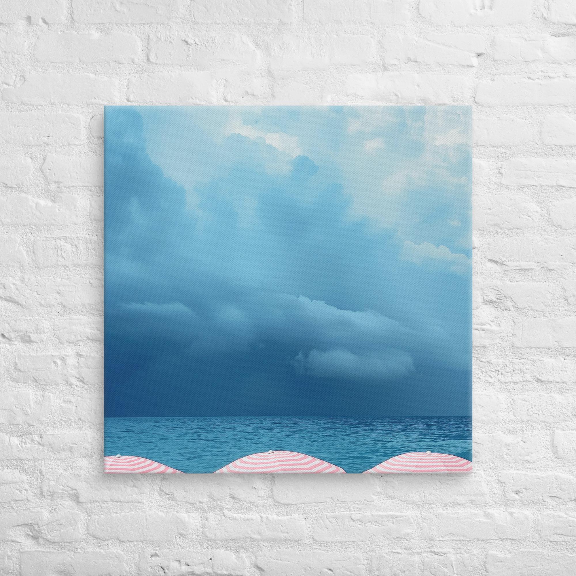 Stormy Tranquility: A Day at the Beach, Pink, Canvas Print 4