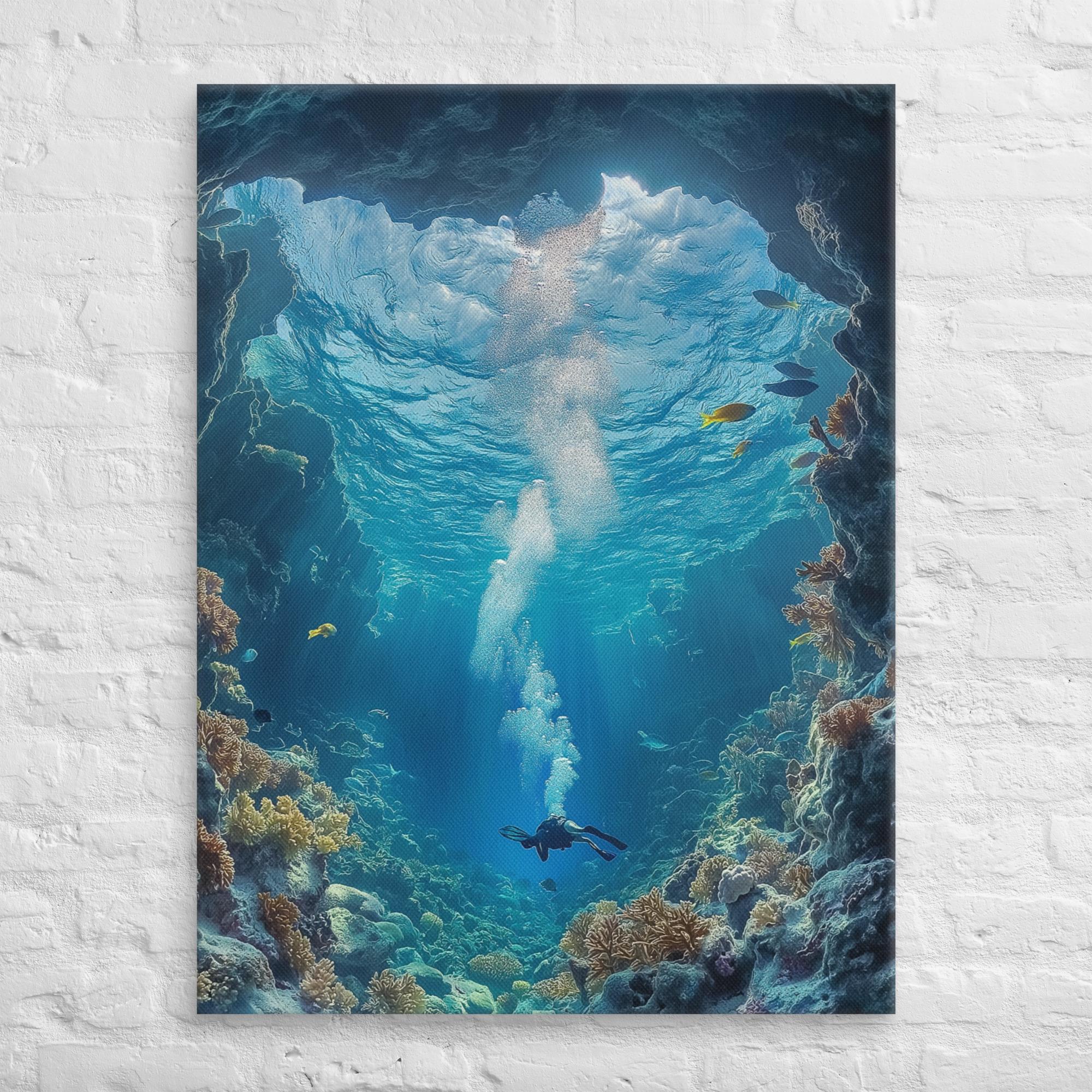 Exploring the Blue Abyss Canvas 30