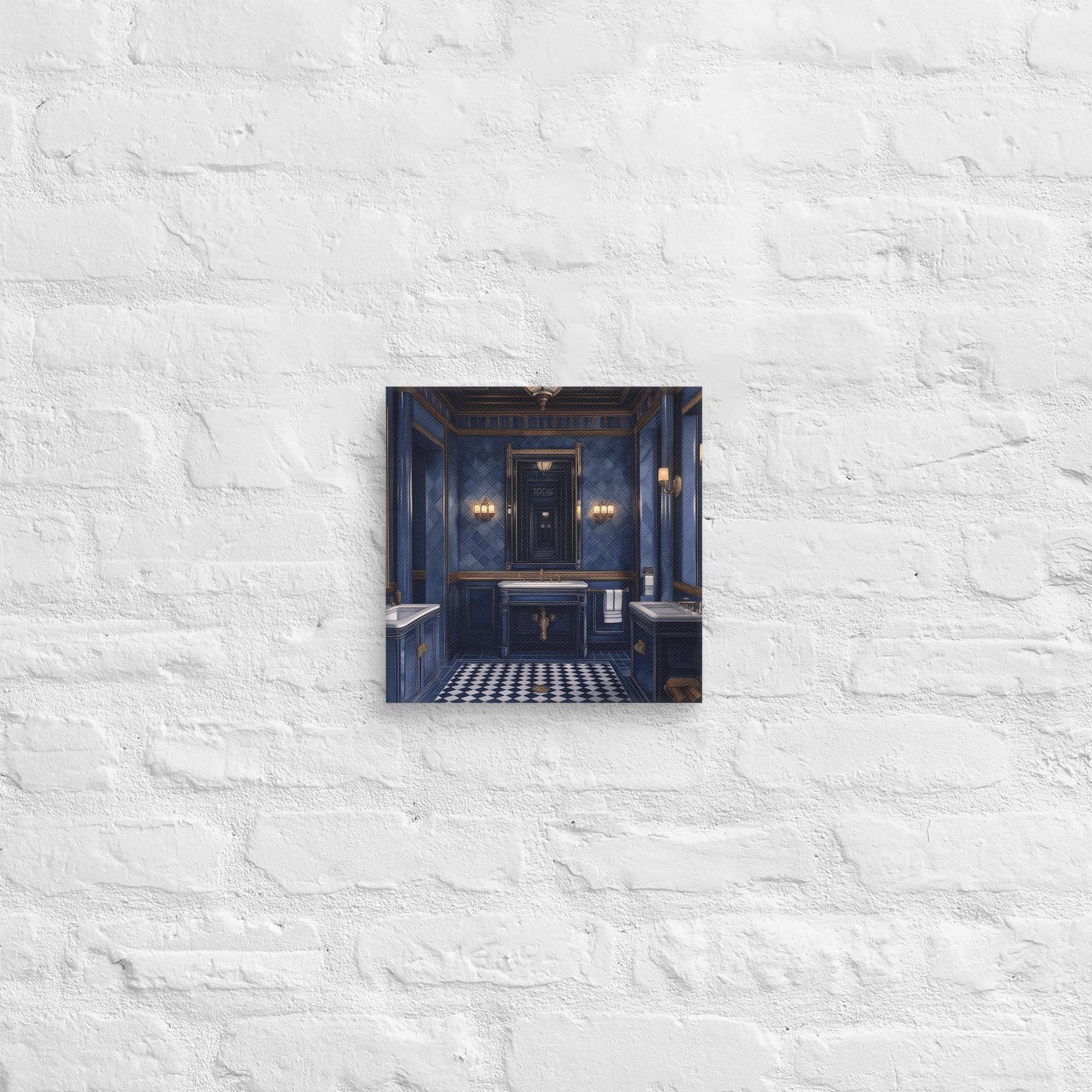 Royal Blue Elegance Bathroom Canvas 3