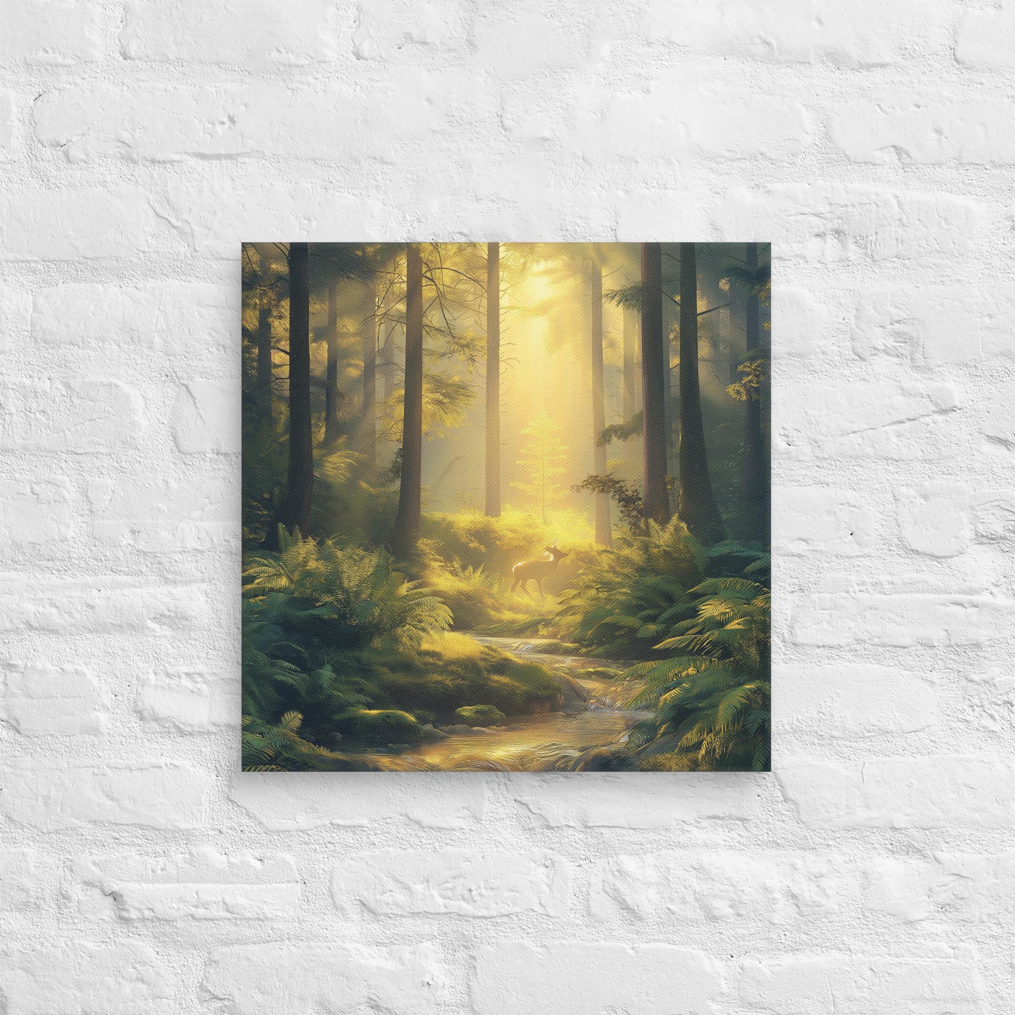 Golden Serenity, A Forest at Dawn Canvas 14