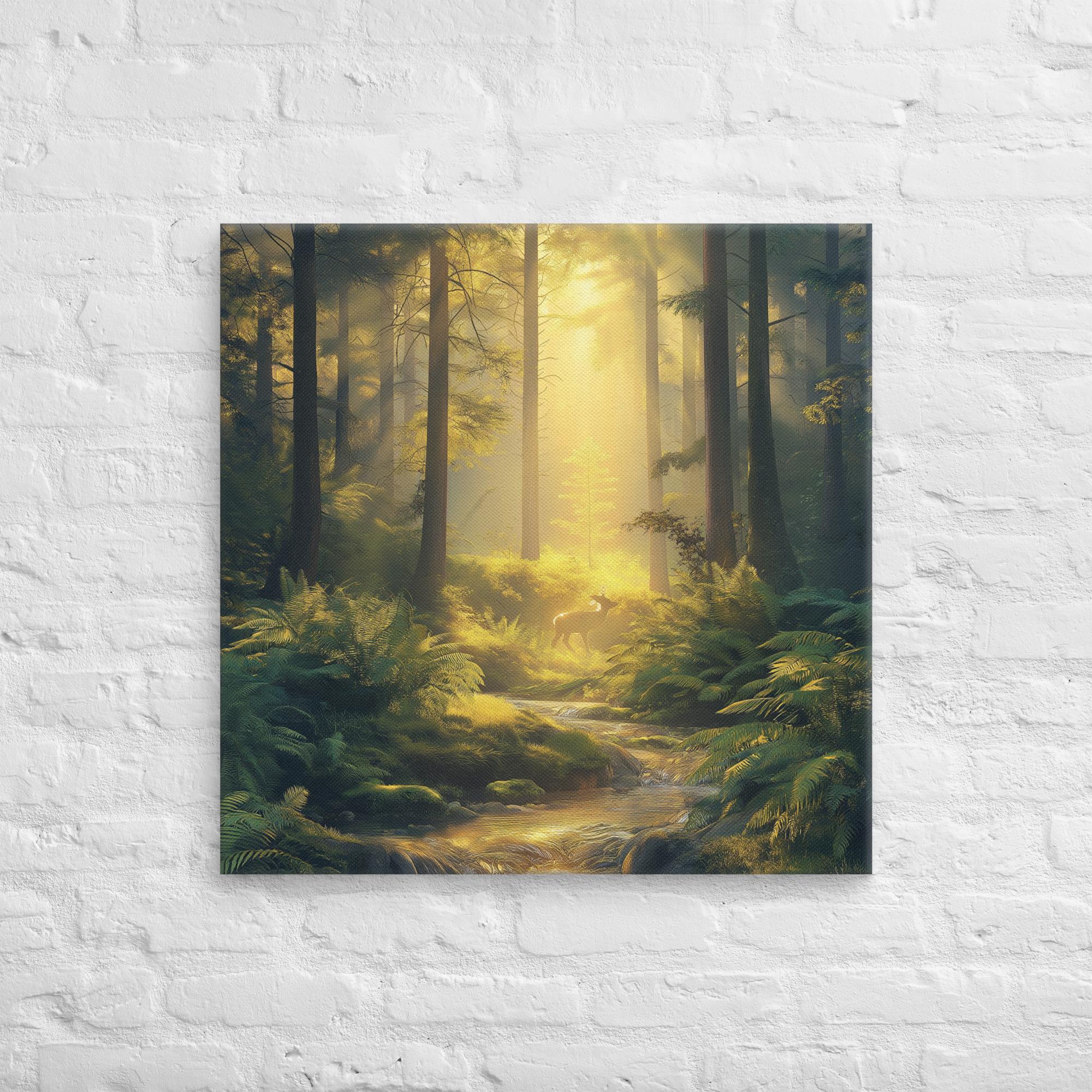 Golden Serenity, A Forest at Dawn Canvas 28