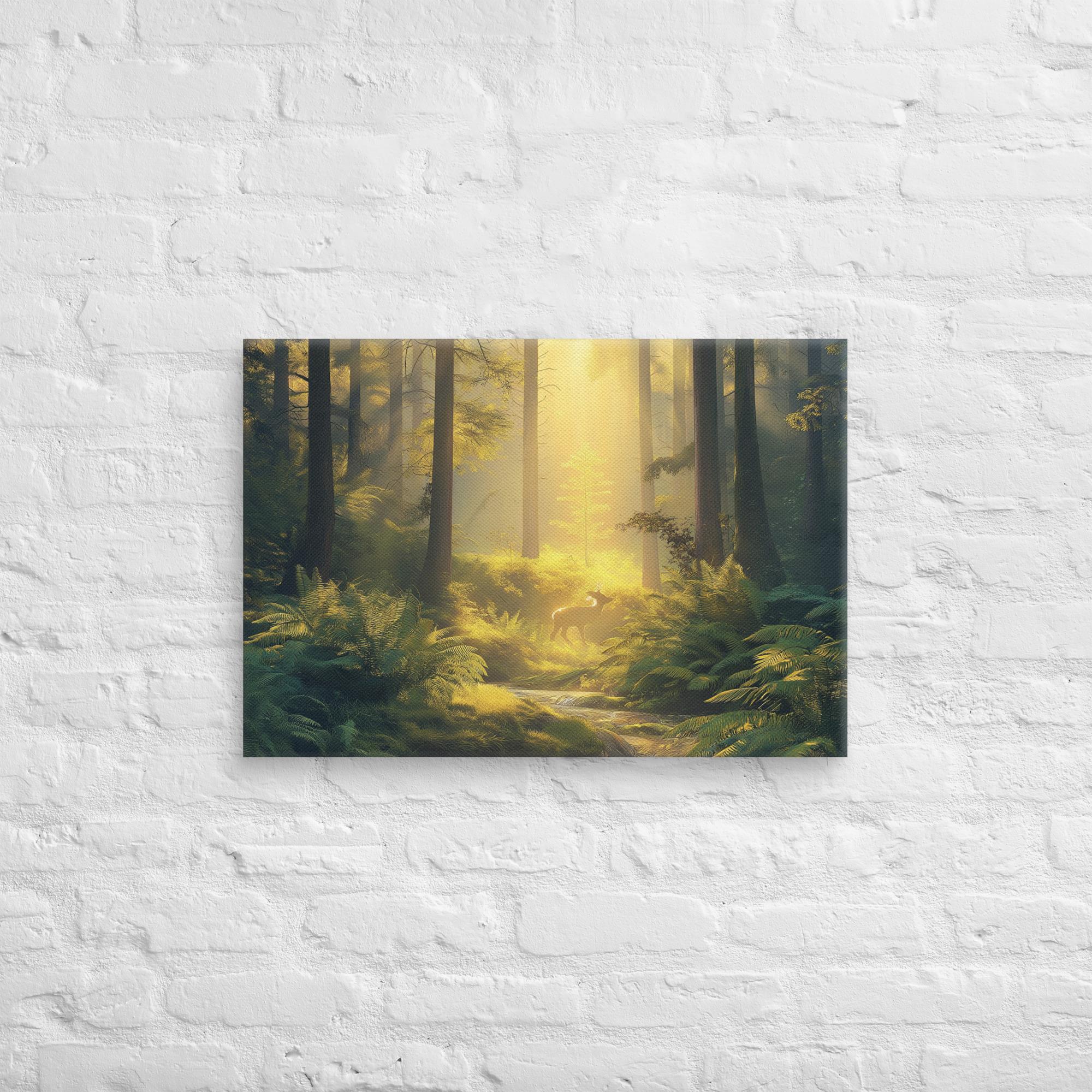 Golden Serenity, A Forest at Dawn Canvas 15