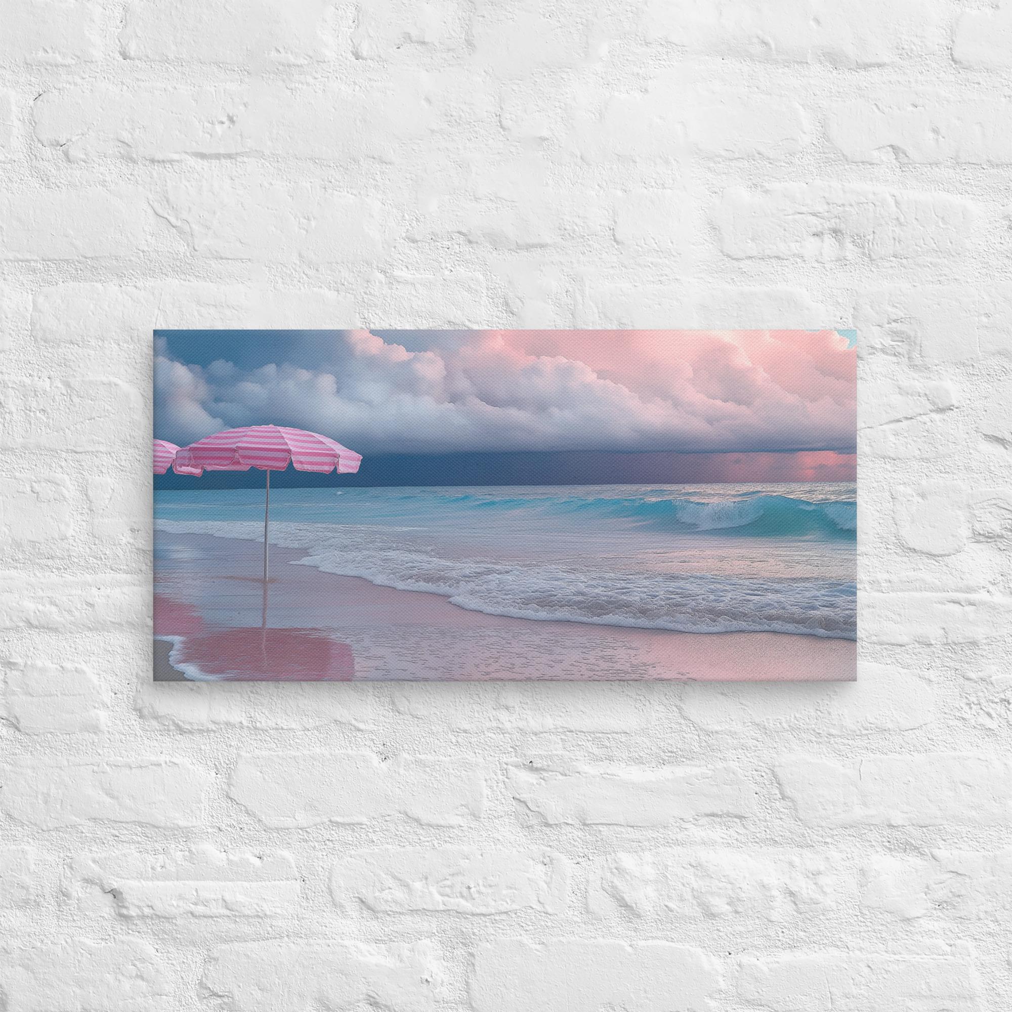 Stormy Beach Sunset Canvas Print with Pink Accents 8