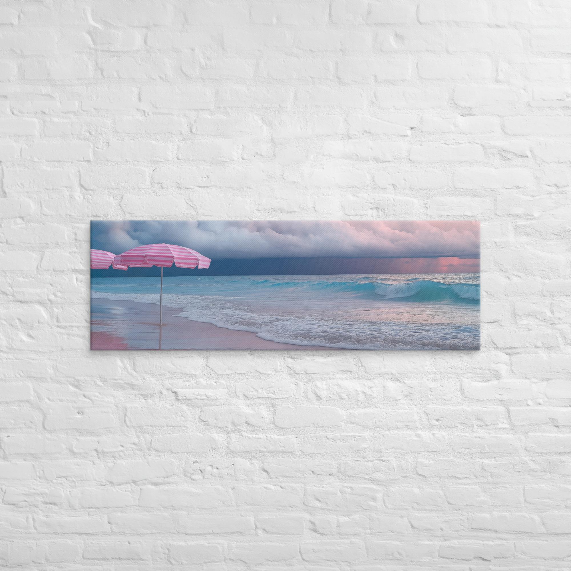 Stormy Beach Sunset Canvas Print with Pink Accents 3