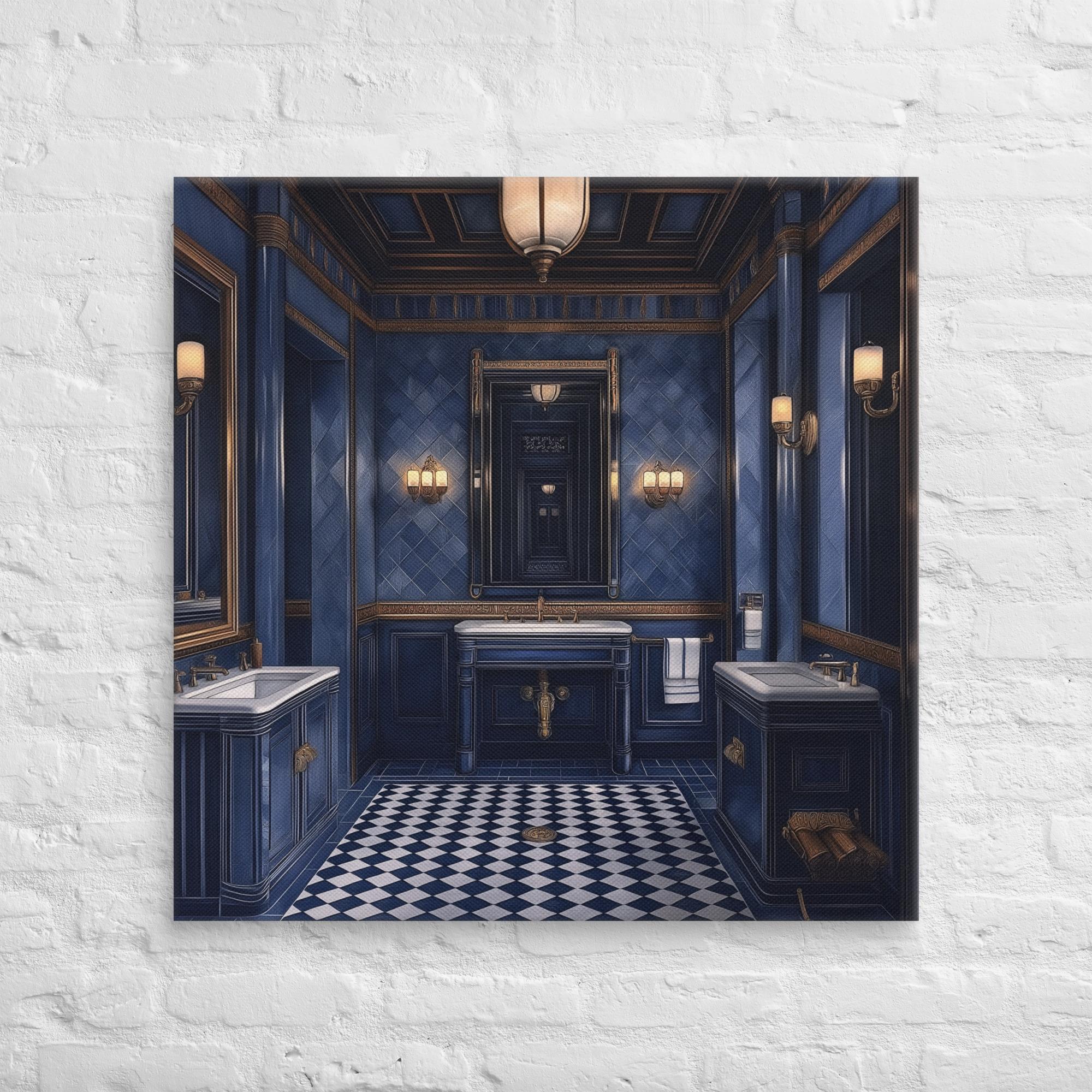 Royal Blue Elegance Bathroom Canvas 32