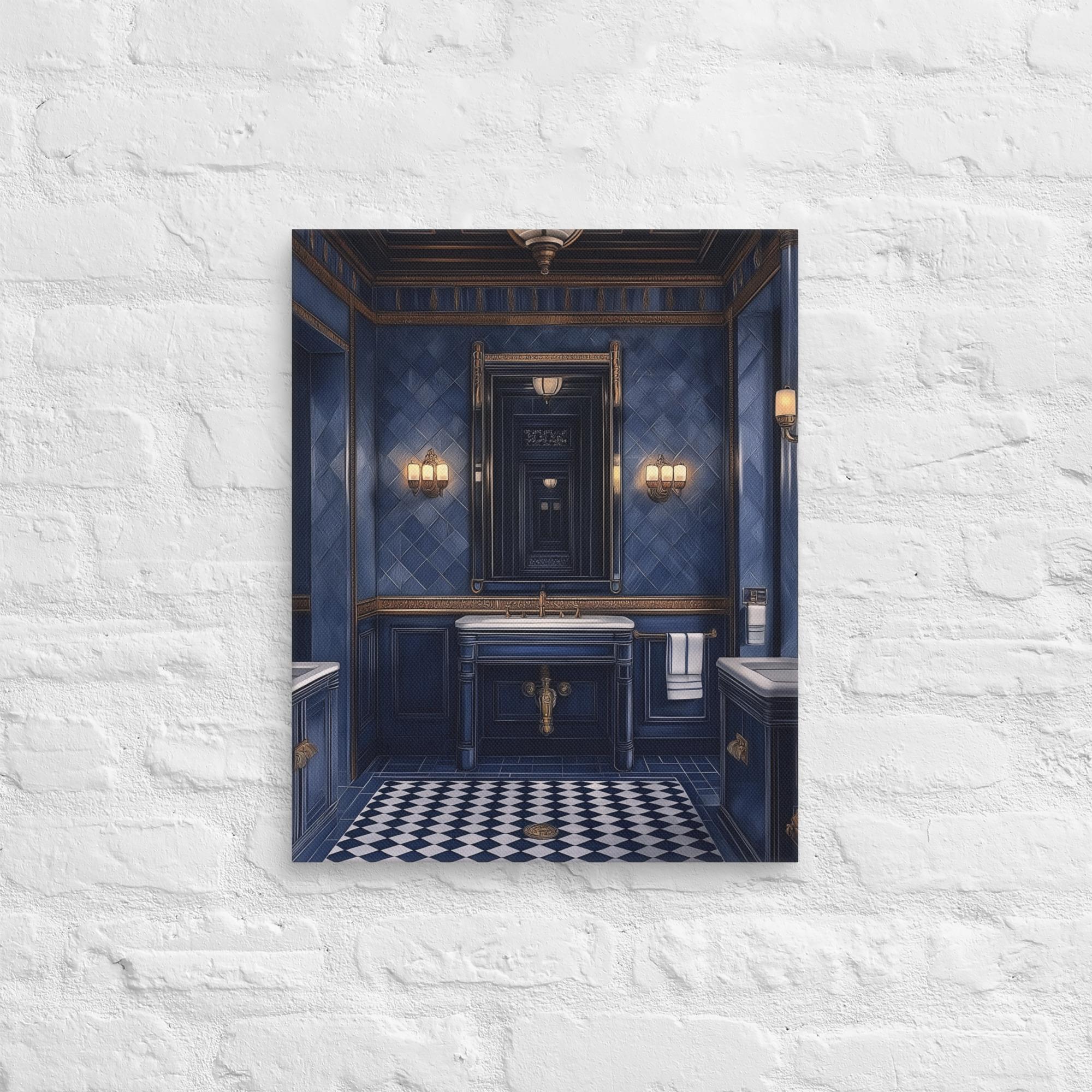 Royal Blue Elegance Bathroom Canvas 44