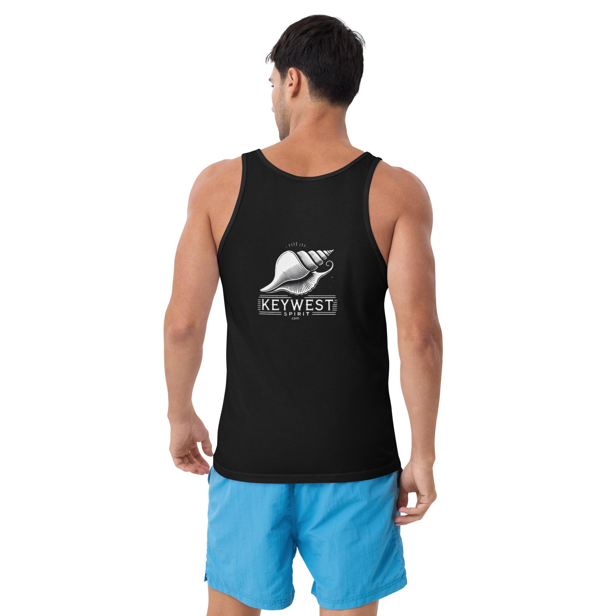 Key West Spirit Deco Conch Shell Men's Black Tank Top 2