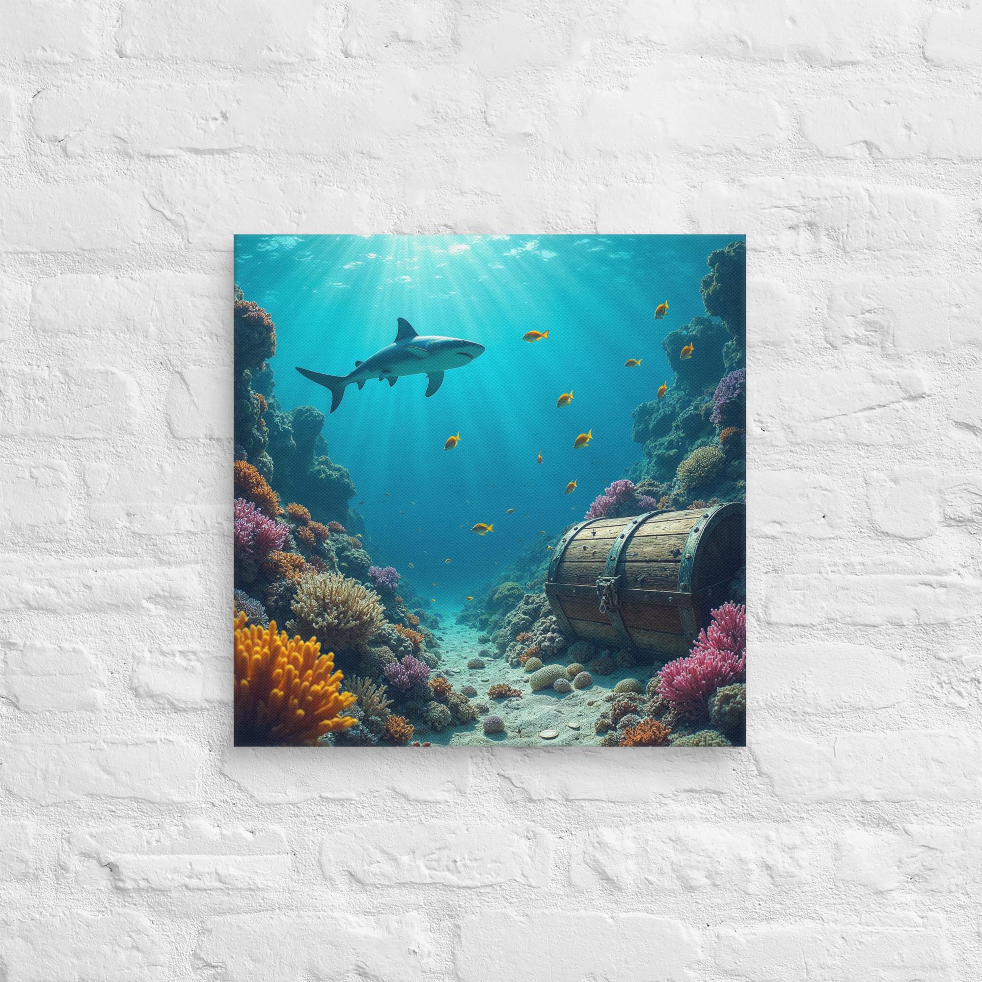 Ultimate Dive Adventure Canvas Print – Shark & Treasure Dive 12