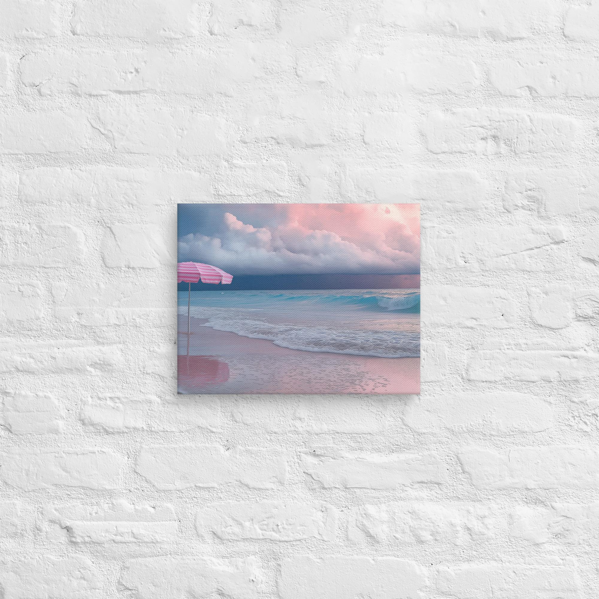 Stormy Beach Sunset Canvas Print with Pink Accents 6