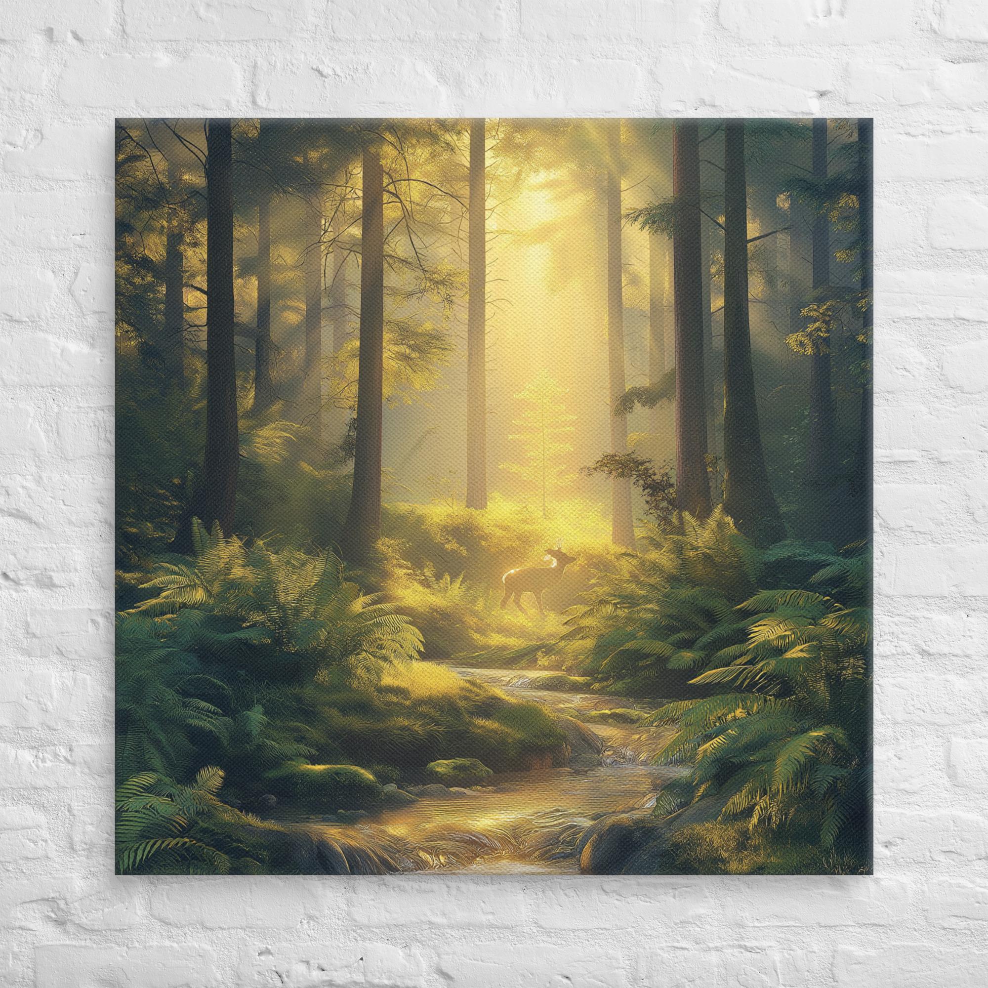 Golden Serenity, A Forest at Dawn Canvas