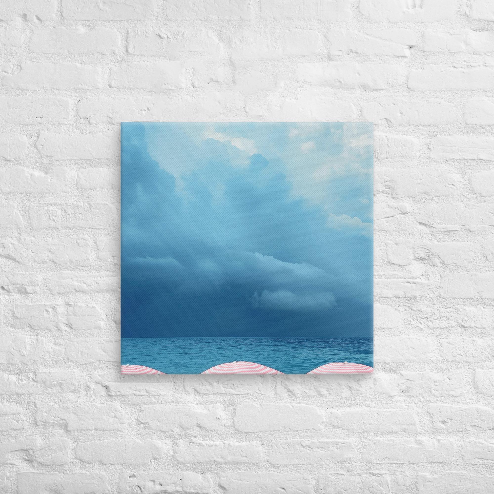 Stormy Tranquility: A Day at the Beach, Pink, Canvas Print 8