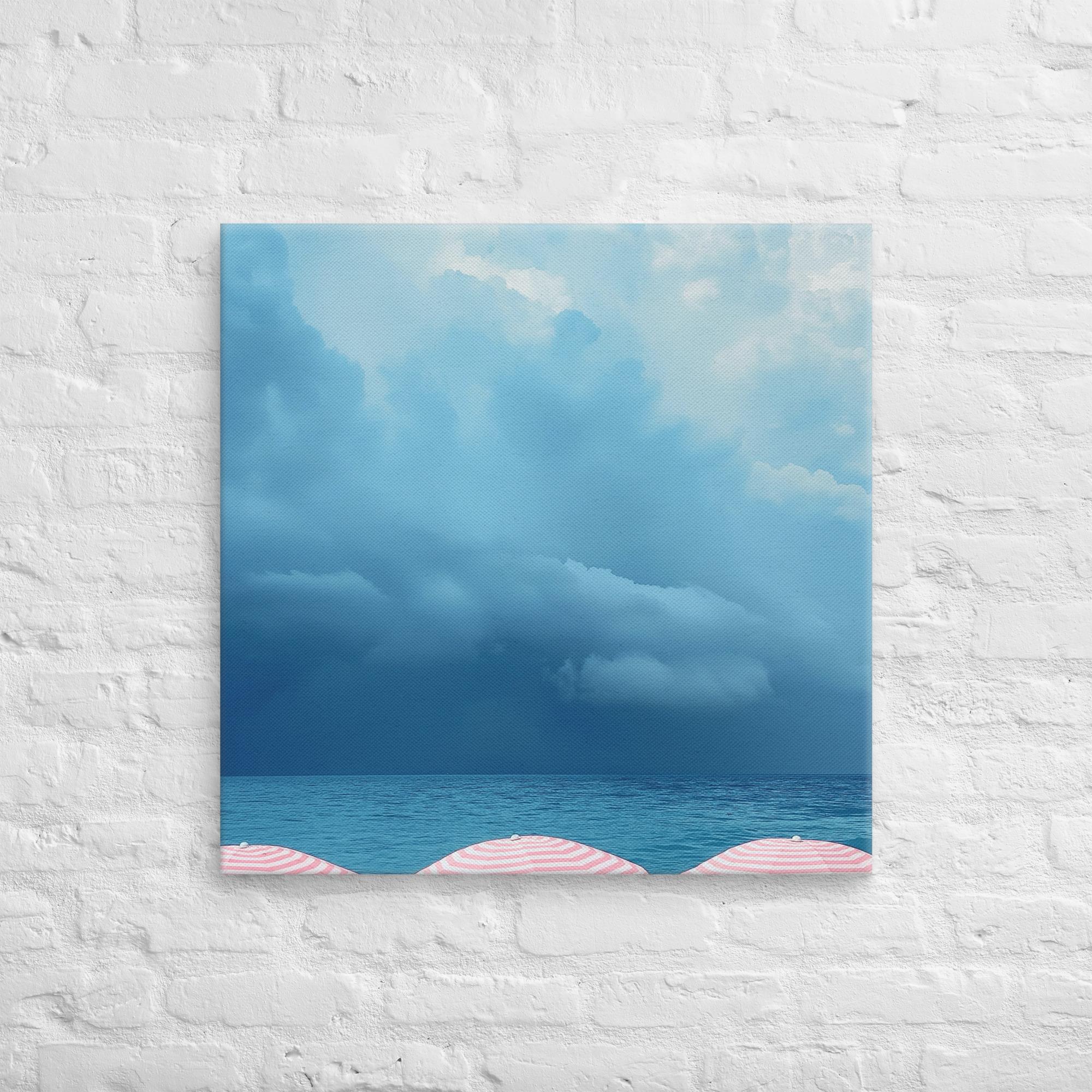 Stormy Tranquility: A Day at the Beach, Pink, Canvas Print 5
