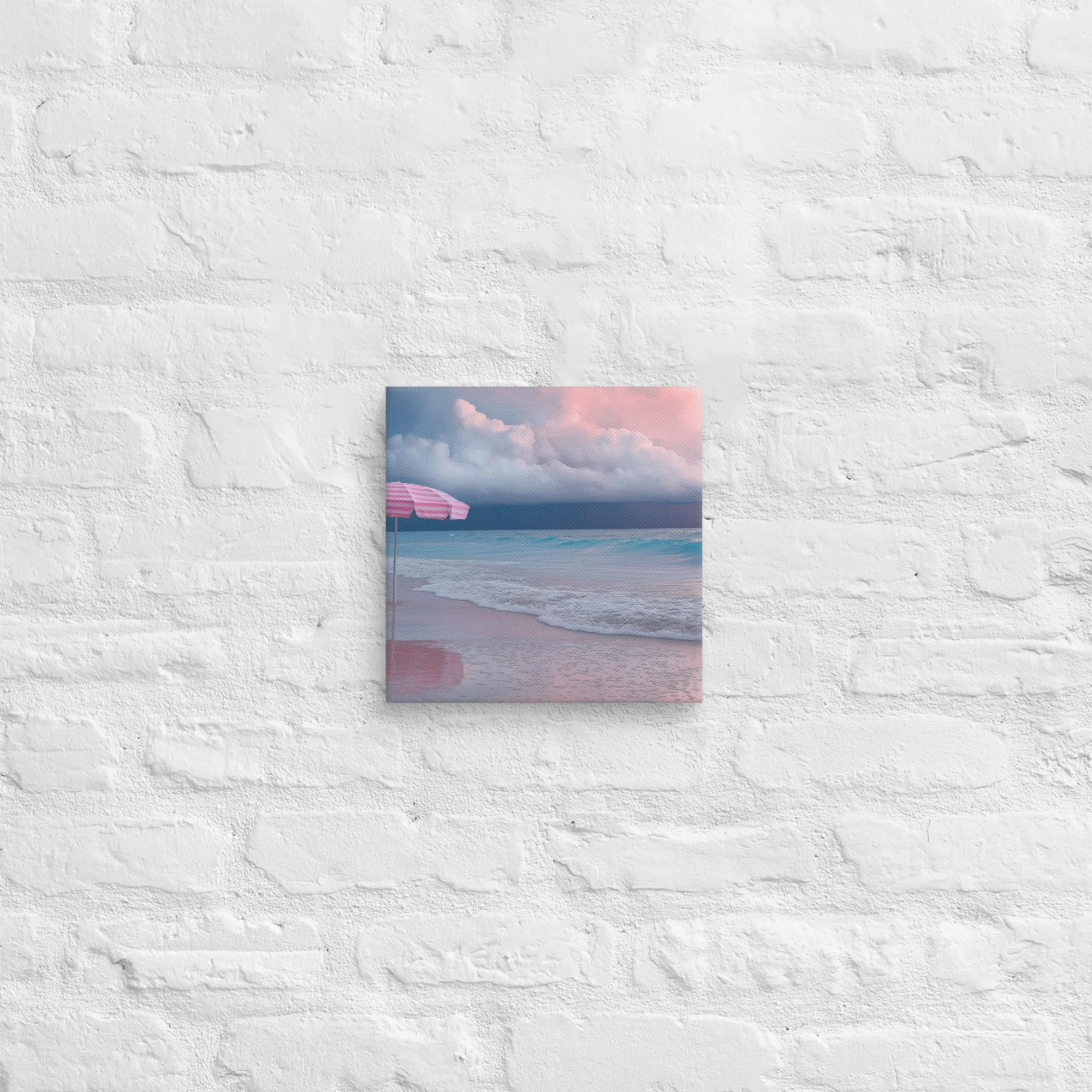 Stormy Beach Sunset Canvas Print with Pink Accents 4