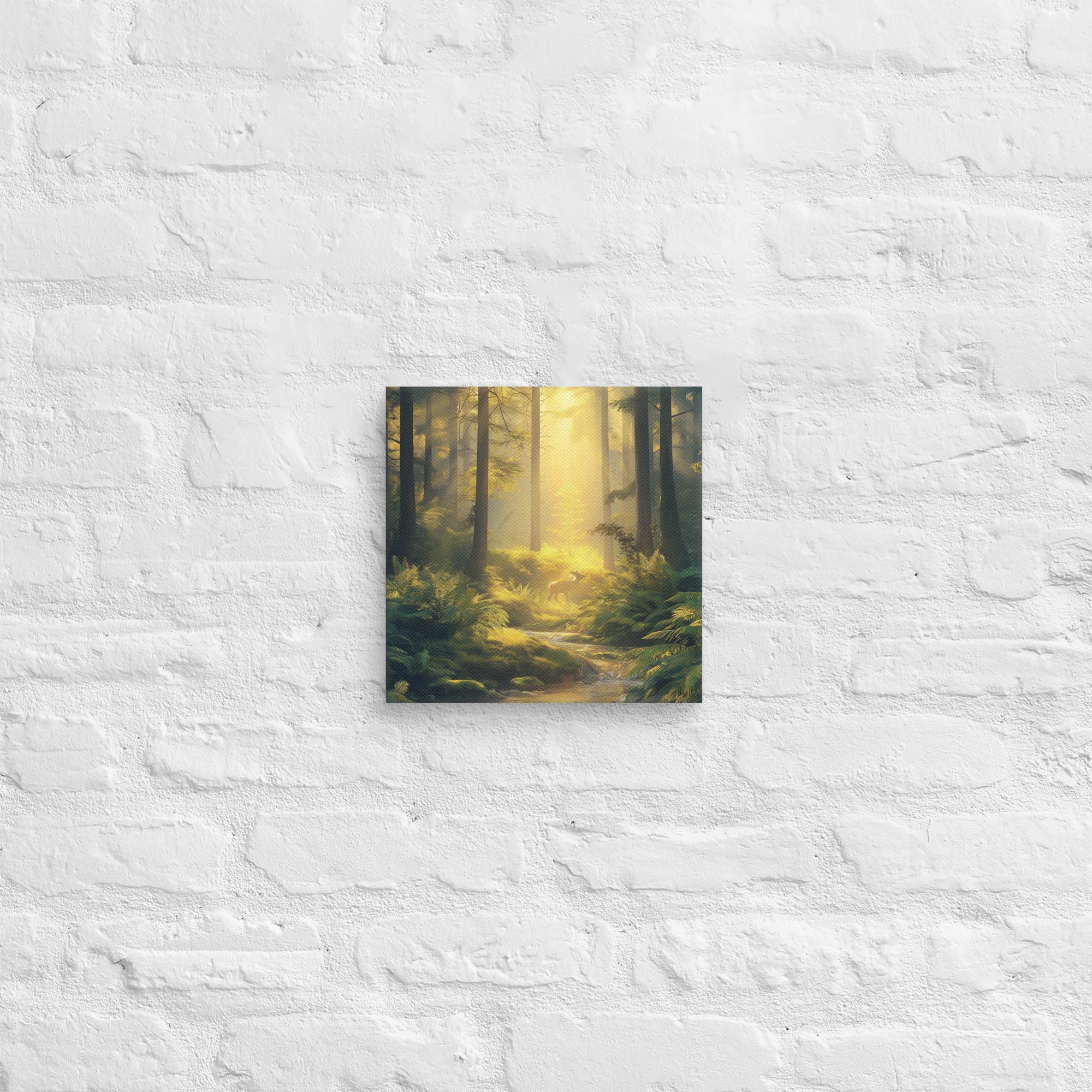 Golden Serenity, A Forest at Dawn Canvas 4
