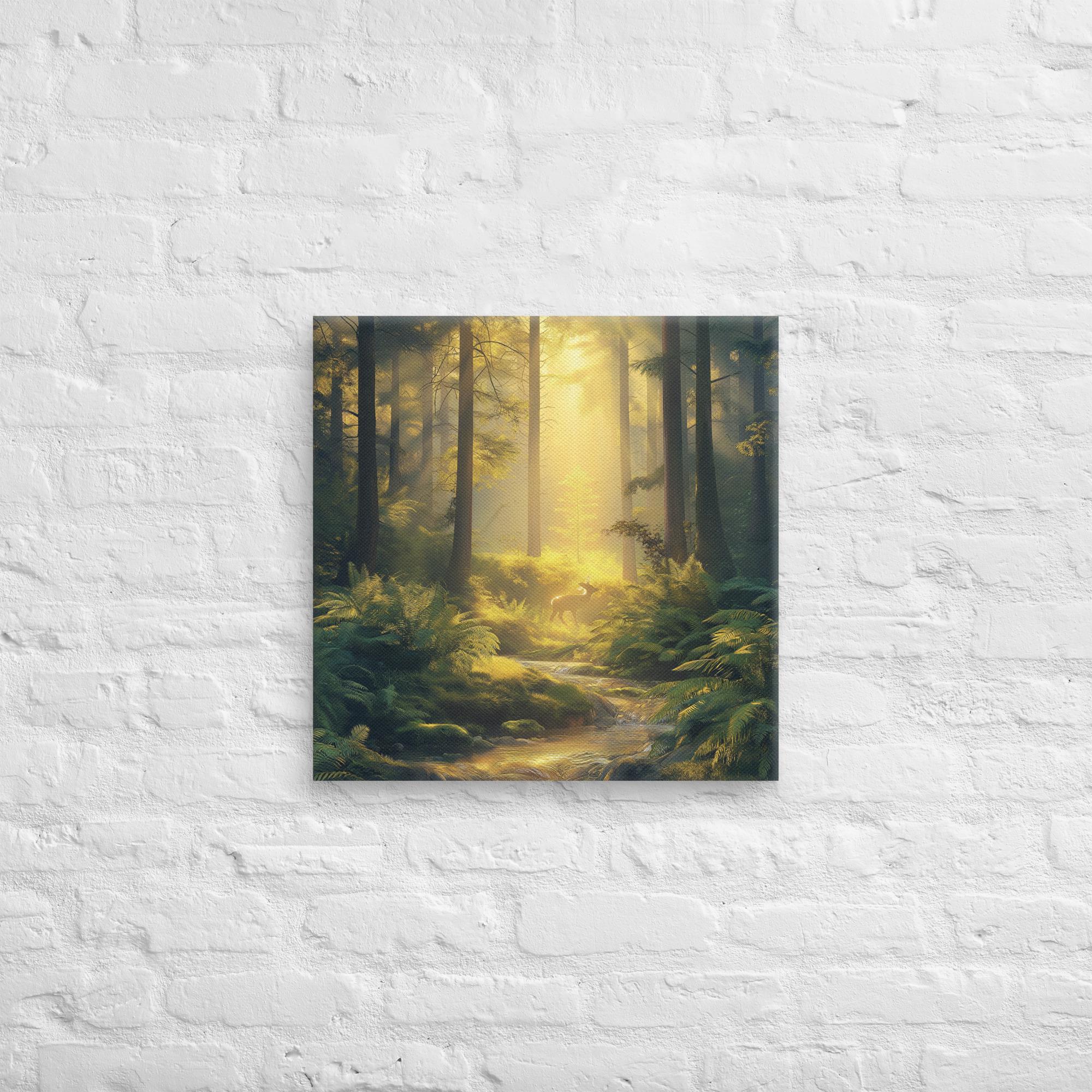 Golden Serenity, A Forest at Dawn Canvas 16