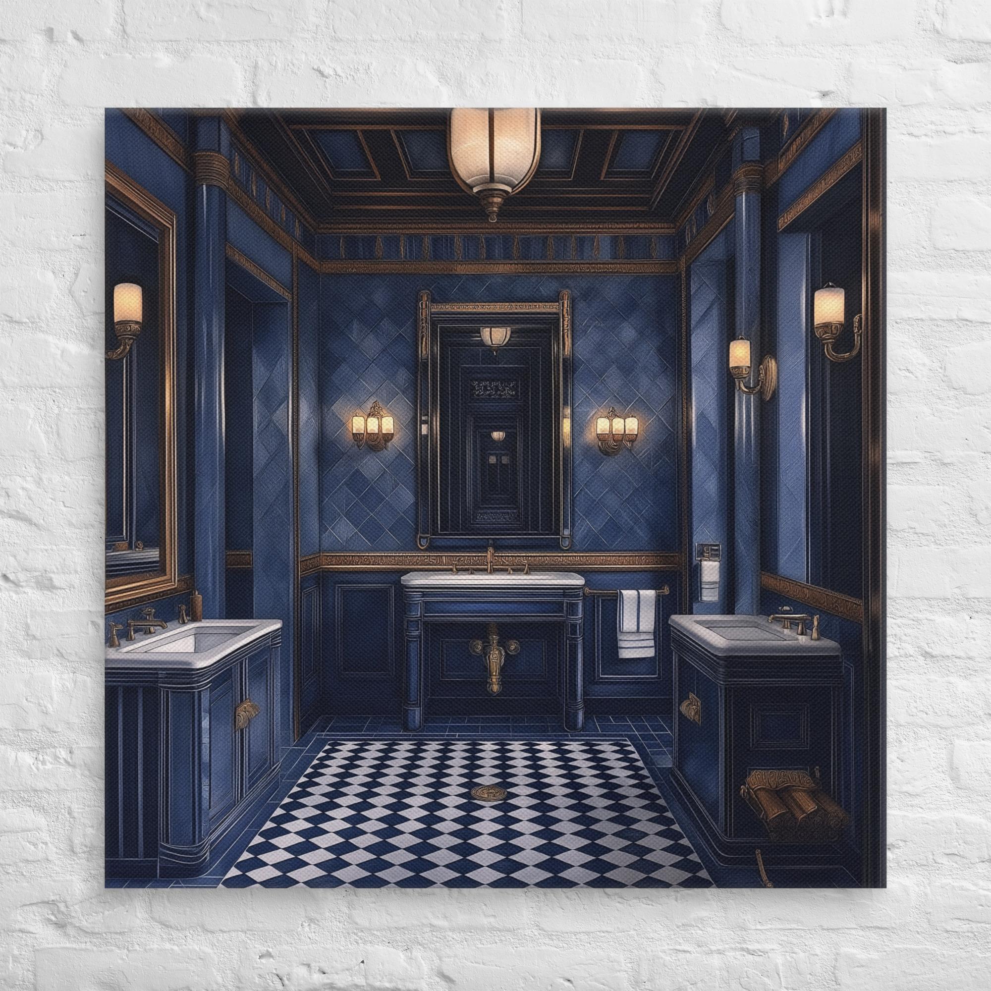 Royal Blue Elegance Bathroom Canvas 34