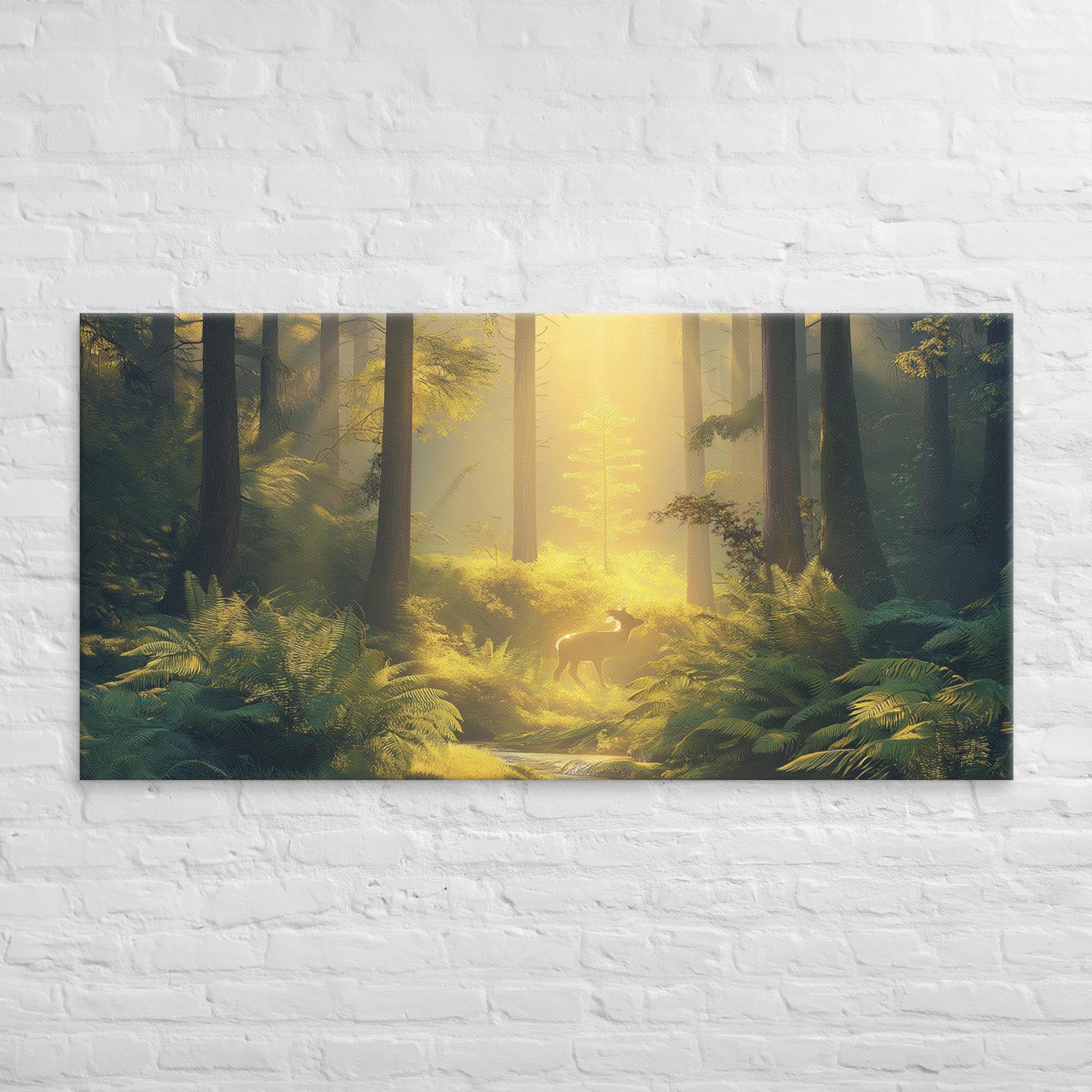 Golden Serenity, A Forest at Dawn Canvas 32
