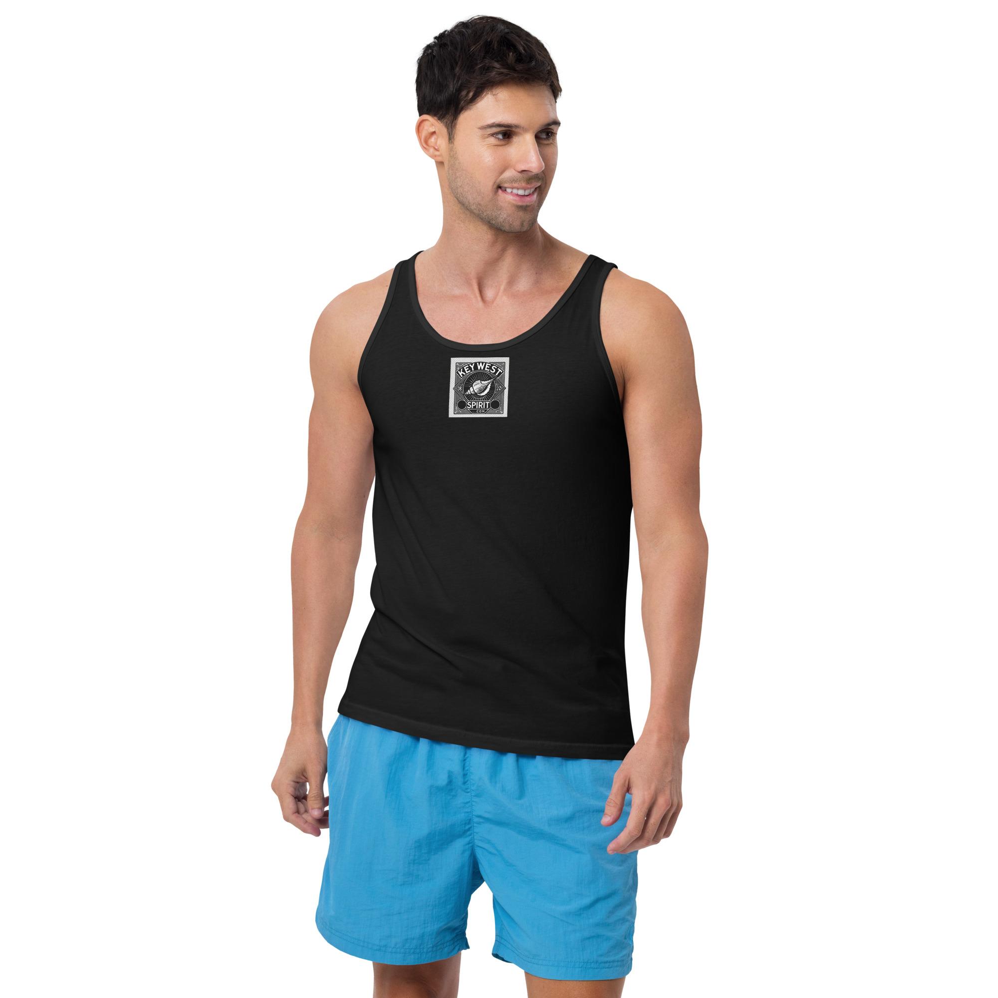 Key West Spirit Deco Conch Shell Men's Black Tank Top